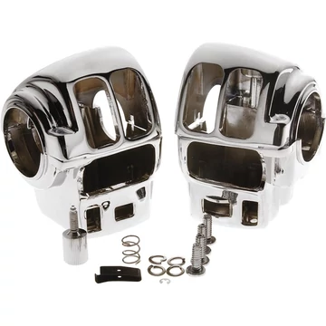96 utáni kapcsolóház készlet rádiós és cruise funkciós modellekhez króm 1” (25.4 mm) – Big Twin Evolution; Twin Cam