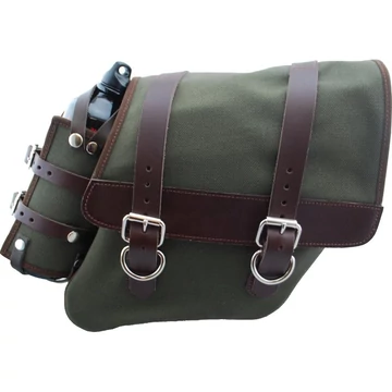 Canvas solo oldaltáska palacktartóval barna army green jobb oldal – Twin Cam