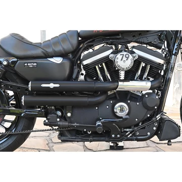 Drager Drag kipufogórendszer polírozott sima hővédővel polírozott sima végkupakkal fekete 2.5" – Sportster Evolution
