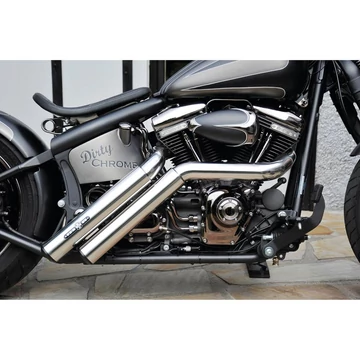 Firestarter kipufogórendszer hővédő nélkül polírozott sima végkupakkal polírozott 2.5" – Big Twin Evolution; Twin Cam