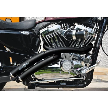 Rainbow Down Under kipufogórendszer hővédő nélkül polírozott sima végkupakkal fekete 2.5" – Sportster Evolution