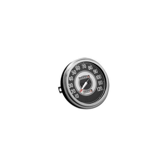 41-45 FL stílusú sebességmérő 120 mph fekete ezüst skála 1:1 – Flathead; Knucklehead