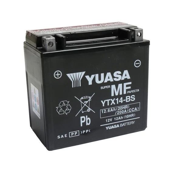Karbantartásmentes YTX14‑BS AGM akkumulátor, 200 A, 12.6 Ah. – – Revolution