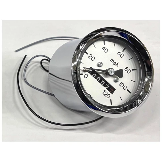 60 mm Basic sebességmérő 120 mph alumínium skála króm