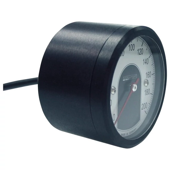 motoscope tiny sebességmérő 200 mph 200 km/h fehér skála fekete 49 mm