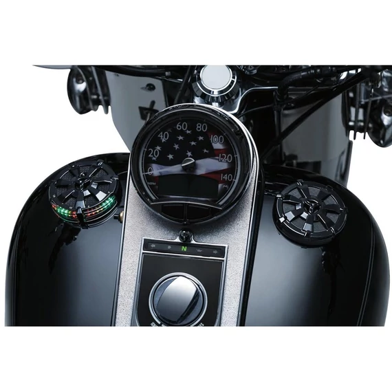 Alley Cat LED üzemanyag és akkumulátor kijelző fényes fekete – Twin Cam; Milwaukee-Eight