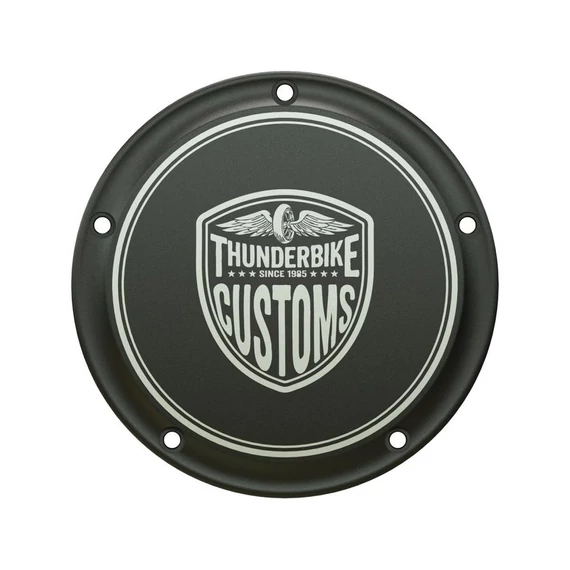 Új egyedi kuplungfedél 5 furatú fekete eloxált – Twin Cam; Big Twin Evolution; Milwaukee-Eight