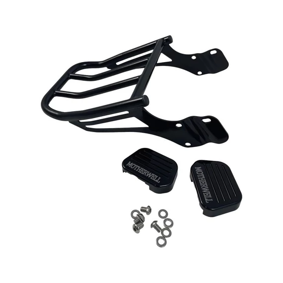 Magas merev sissy bar csomagtartó fényes fekete porszórt – Milwaukee-Eight