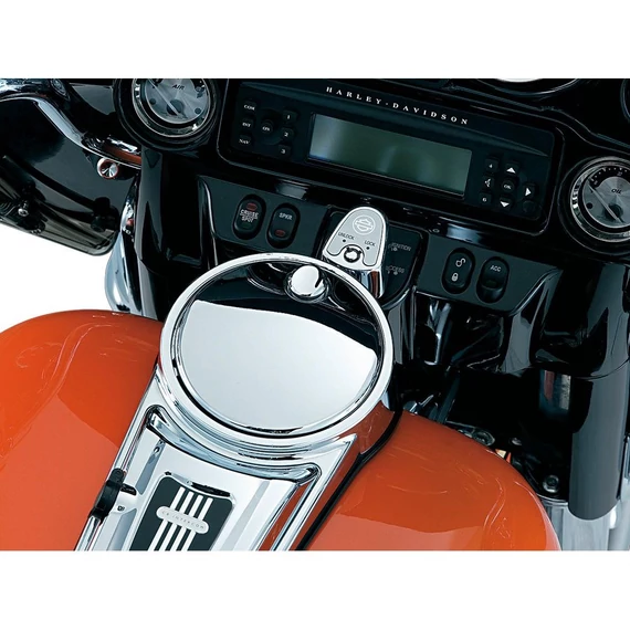Krómozott nyomógombos üzemanyagtöltő ajtó zár – Harley-Davidson kompatibilis
