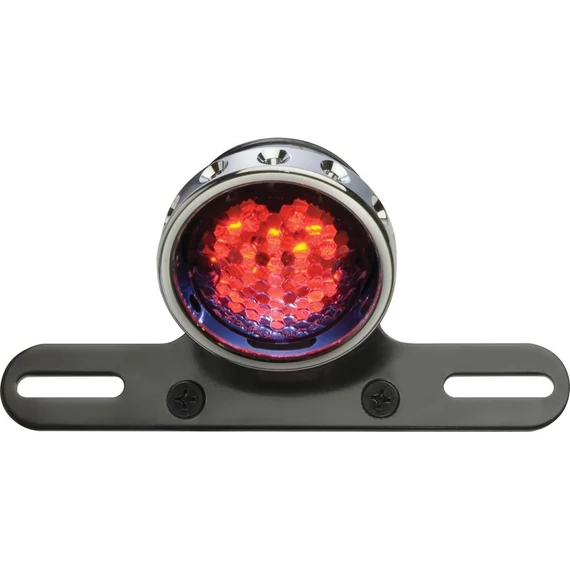 Retro fúrt LED hátsó lámpa tartóval króm alumínium fekete átlátszó LED – Harley-Davidson kompatibilis