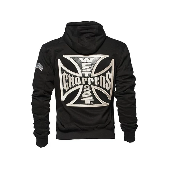 Keresztpántos cipzáras kapucnis pulóver West Coast Choppers Cross Panel Zip Hoodie – Harley-Davidson kompatibilis