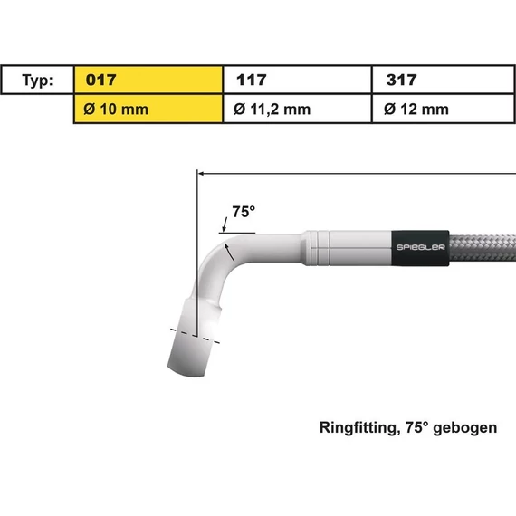 10 mm, Vario Line banjo csatlakozó, 017-es típus, 70°-os könyök, rozsdamentes acél – Harley-Davidson kompatibilis