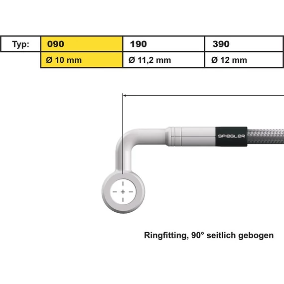 10 mm, Vario Line banjo csatlakozó, 090-es típus, 90°-os oldalra hajlított, ABS tömb, rozsdamentes acél – Harley-Davidson kompatibilis