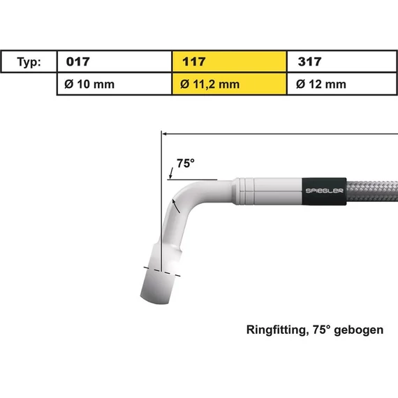 11 mm, Vario Line banjo csatlakozó 117-es típus, 75°-os könyök rozsdamentes acél – Harley-Davidson kompatibilis