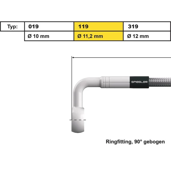 11 mm, Vario Line banjo csatlakozó 119-es típus, 90°-os könyök, rozsdamentes acél – Harley-Davidson kompatibilis
