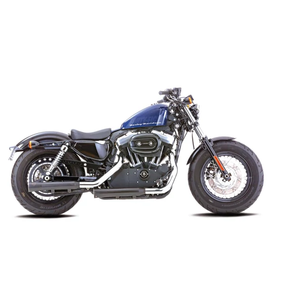 Dupla hornyú, rápattintható kipufogódobok, fekete szatén – Harley-Davidson kompatibilis